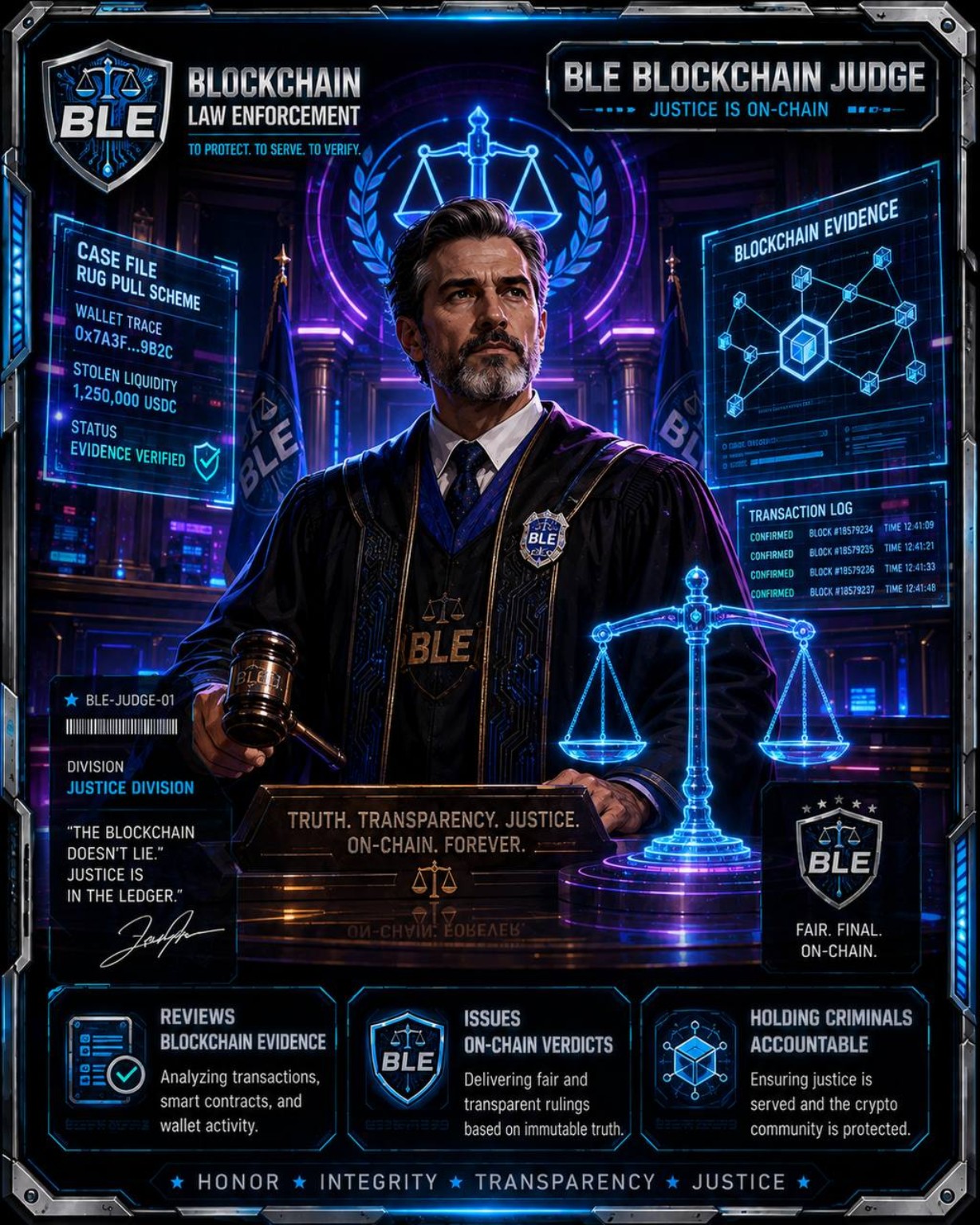 BLE Blockchain Judge character
